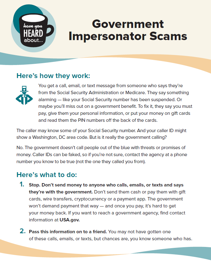 Government Impersonator Scams Fraud Alert